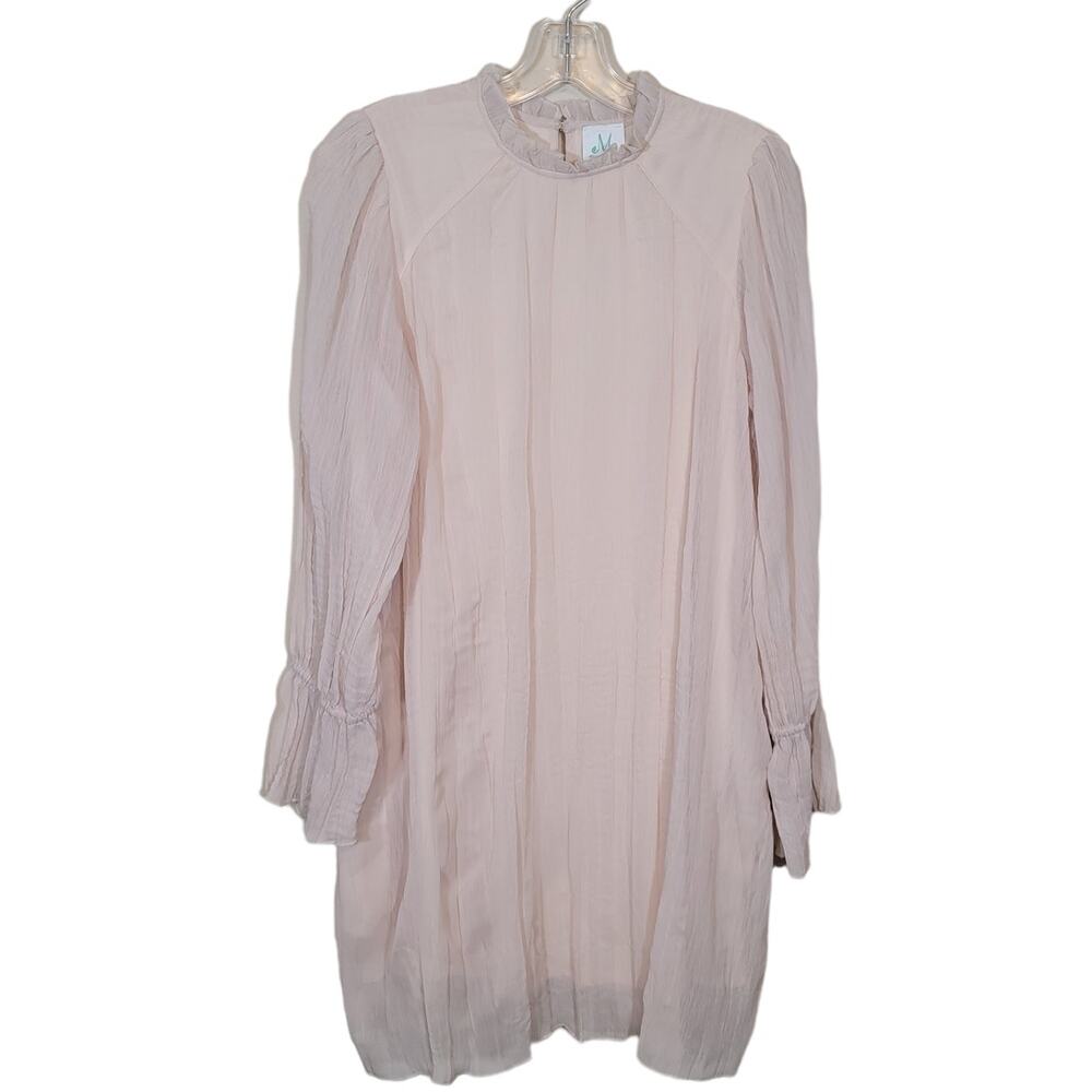 Mint Women's Babydoll Mini Dress Ruffle Sleeves Lined Blush Pink Size Small